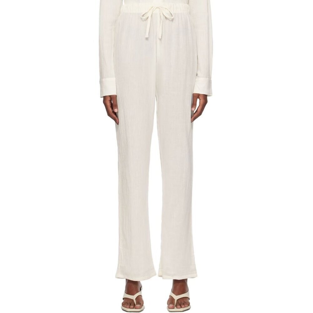 NWT ÉTERNE Off-White Willow Cotton Gauze Lounge Pants-sz Large